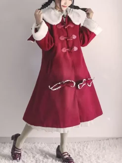 Sweet Lolita Coats Ecru White Coat Bows Overcoat Cape Polyester Winter Lolita Outwears