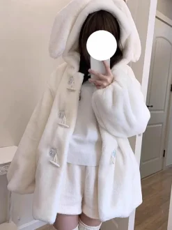 Sweet Lolita Coats Ecru White Overcoat Short Plush Fall Lolita Outwears