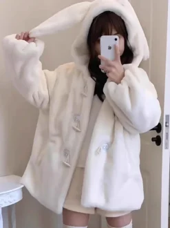 Sweet Lolita Coats Ecru White Overcoat Short Plush Fall Lolita Outwears