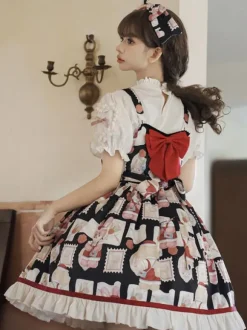 sweet Lolita Costumes Lolita Specials Lolita Dresses Sweet Lolita Dress Polyester Sleeveless Bows Sweet Jumper Light Sky Blue Lolita Dress