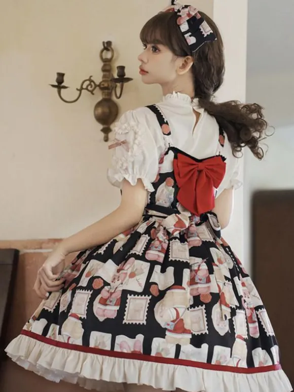 sweet Lolita Costumes Lolita Specials Lolita Dresses Sweet Lolita Dress Polyester Sleeveless Bows Sweet Jumper Light Sky Blue Lolita Dress