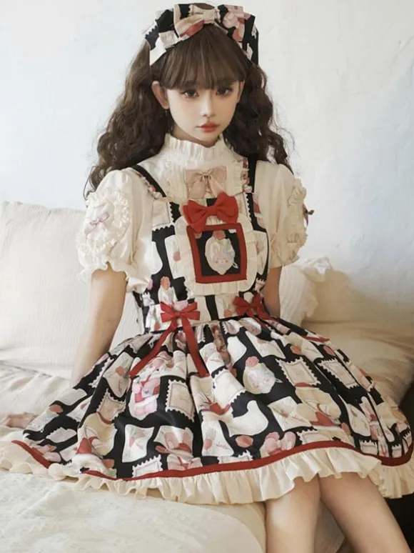 sweet Lolita Costumes Lolita Specials Lolita Dresses Sweet Lolita Dress Polyester Sleeveless Bows Sweet Jumper Light Sky Blue Lolita Dress