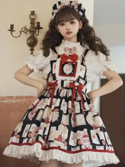 sweet Lolita Costumes Lolita Specials Lolita Dresses Sweet Lolita Dress Polyester Sleeveless Bows Sweet Jumper Light Sky Blue Lolita Dress