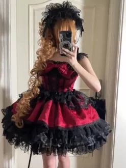 Sweet Lolita Dresses Back Bow Bandage JSK Short Lolita Dress
