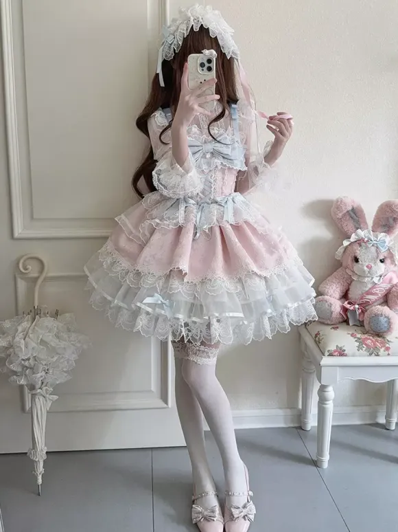 Sweet Lolita Dresses Back Bow Bandage JSK Short Lolita Dress