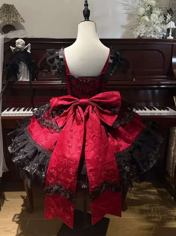 Sweet Lolita Dresses Back Bow Bandage JSK Short Lolita Dress