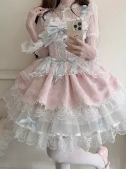 Sweet Lolita Dresses Back Bow Bandage JSK Short Lolita Dress