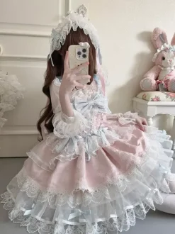 Sweet Lolita Dresses Back Bow Bandage JSK Short Lolita Dress