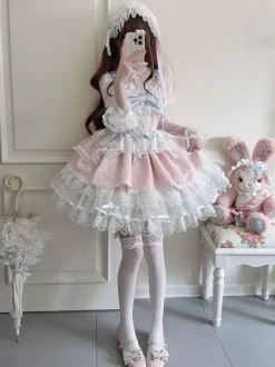 Sweet Lolita Dresses Back Bow Bandage JSK Short Lolita Dress