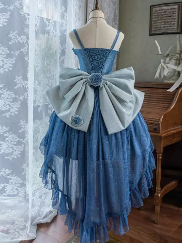 Sweet Lolita Dresses Bows Pearl Chain Side Bows JSK Lolita Dress