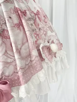 Sweet Lolita Dresses Cartoon Print JSK Dress And Pink Cape Two-Piece Set Kawaii Princess Jumper Skirt Set