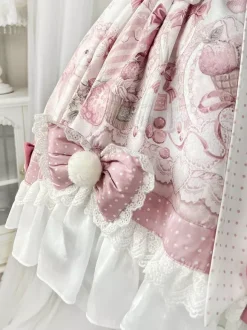 Sweet Lolita Dresses Cartoon Print JSK Dress And Pink Cape Two-Piece Set Kawaii Princess Jumper Skirt Set