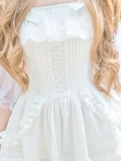 Sweet Lolita Dress Lace Ruffle Chiffon Lolita Jumper Skirt