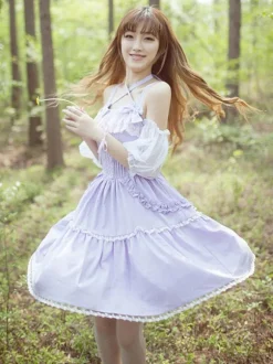 Sweet Lolita Dress Lace Ruffle Chiffon Lolita Jumper Skirt