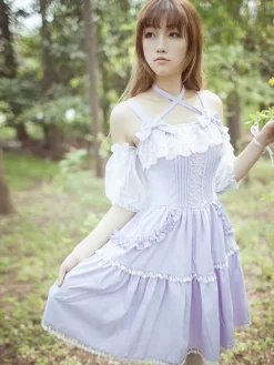 Sweet Lolita Dress Lace Ruffle Chiffon Lolita Jumper Skirt