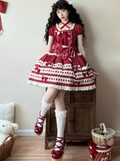Sweet Lolita Dress Light Sky Blue Short Sleeves Ruffles Casual Daily Dress Polyester Kawaii Fashion