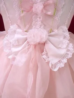 Sweet Lolita Dress OP Pink Bow Hime Sleeve Ball Gown Lolita One Piece Dress