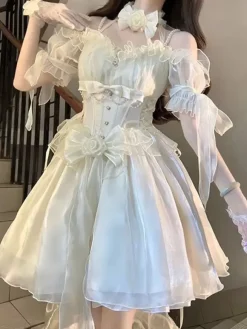 Sweet Lolita Dress Polyester Short Sleeves Sweet Dress Lolita Dress