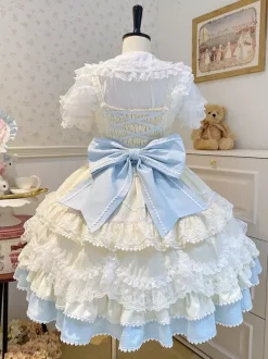 Sweet Lolita Dress Polyester Sleeveless Bows Hat Pink Lolita Dress
