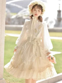 Sweet Lolita Dress Polyester Long Sleeves Dress Sweet Lolita Dress