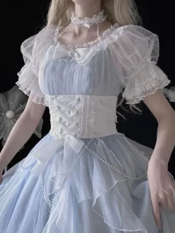 Sweet Lolita Dress Polyester Short Sleeves Dress