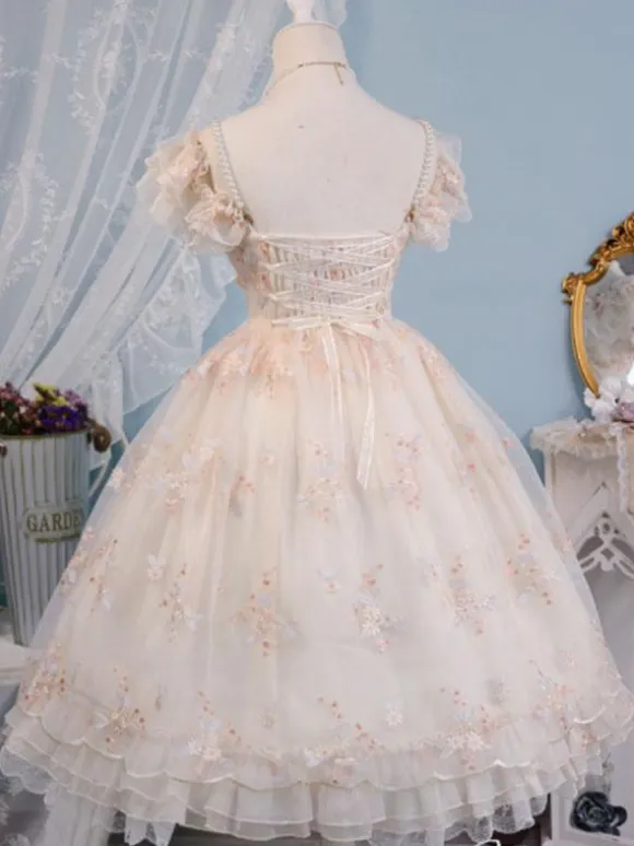 Sweet Lolita Dress Polyester Sleeveless Lolita Wedding Dress Adjustable Elastic