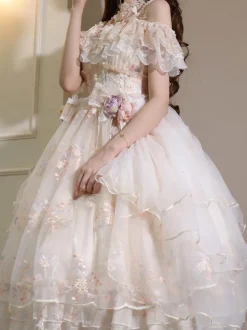 Sweet Lolita Dress Polyester Sleeveless Lolita Wedding Dress Adjustable Elastic