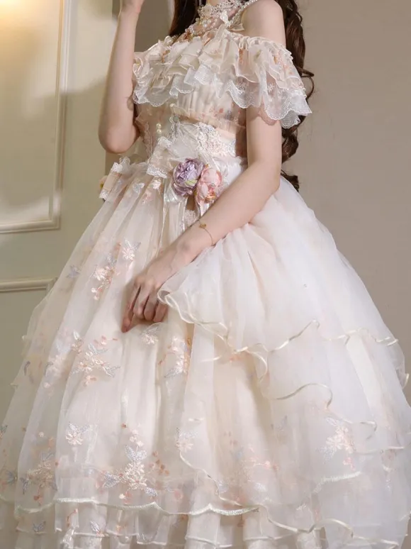 Sweet Lolita Dress Polyester Sleeveless Lolita Wedding Dress Adjustable Elastic