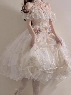 Sweet Lolita Dress Polyester Sleeveless Lolita Wedding Dress Adjustable Elastic