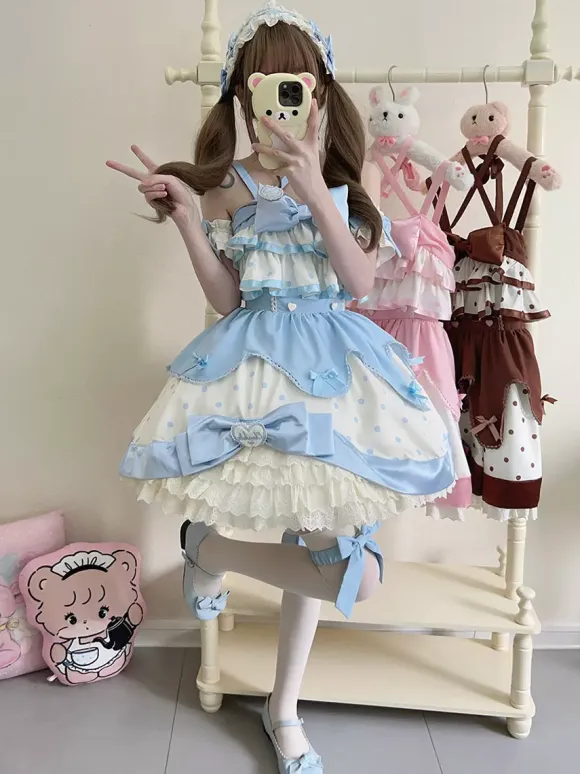 Sweet Lolita Dress Polyester Sleeveless Sweet Jumper Lolita Dress