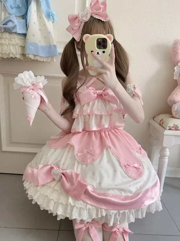Sweet Lolita Dress Polyester Sleeveless Sweet Jumper Lolita Dress