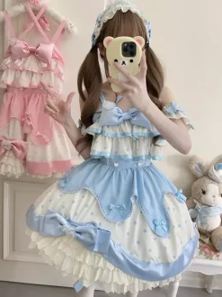 Sweet Lolita Dress Polyester Sleeveless Sweet Jumper Lolita Dress