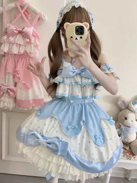 Sweet Lolita Dress Polyester Sleeveless Sweet Jumper Lolita Dress