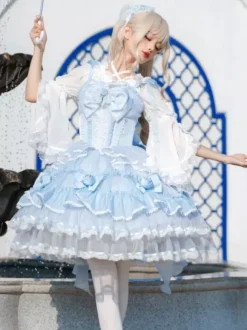 Sweet Lolita Dress Polyester Sleeveless Jumper Sweet Hime Lolita Dress Tea Party Jsk
