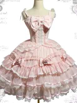 Sweet Lolita Dress Polyester Sleeveless Jumper Sweet Hime Lolita Dress Tea Party Jsk