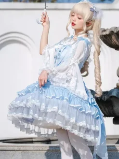 Sweet Lolita Dress Polyester Sleeveless Jumper Sweet Hime Lolita Dress Tea Party Jsk