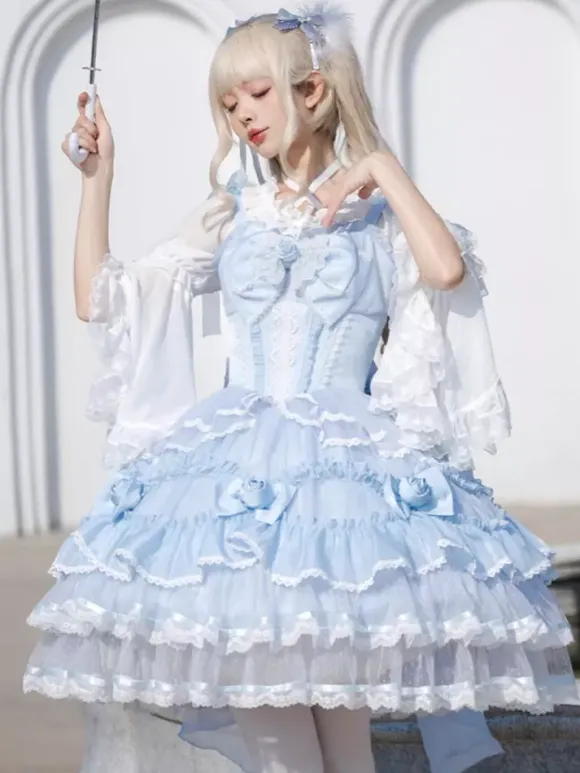 Sweet Lolita Dress Polyester Sleeveless Jumper Sweet Hime Lolita Dress Tea Party Jsk