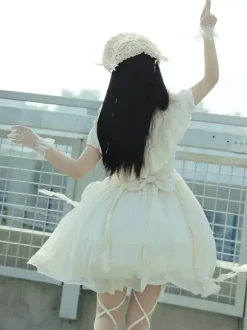 Sweet Lolita Dress Polyester Short Sleeves Dress