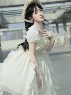 Sweet Lolita Dress Polyester Short Sleeves Dress