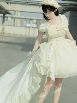 Sweet Lolita Dress Polyester Short Sleeves Dress