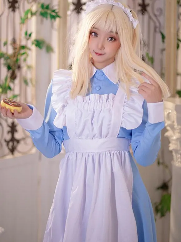 Sweet Lolita Dress Polyester Long Sleeves Ruffles Dress