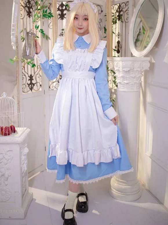 Sweet Lolita Dress Polyester Long Sleeves Ruffles Dress