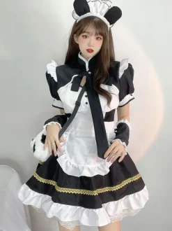 Sweet Lolita Dress Polyester Short Sleeves Ruffles Dress