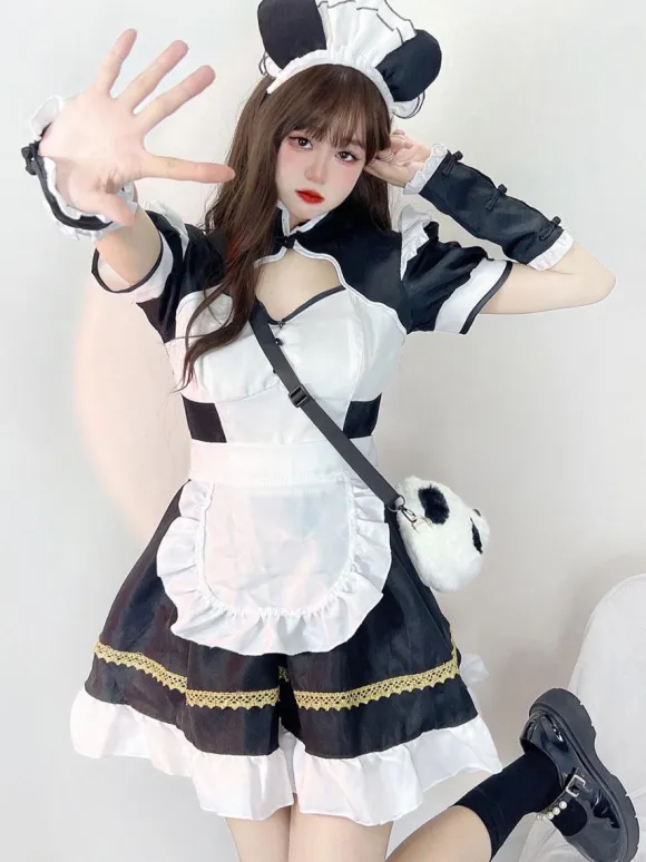 Sweet Lolita Dress Polyester Short Sleeves Ruffles Dress