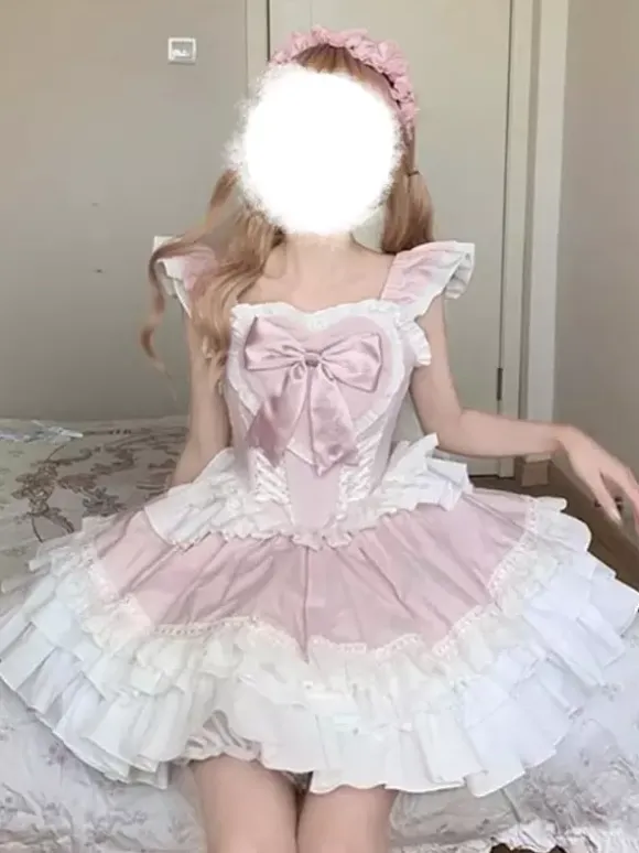 Sweet Lolita Dress Polyester Sleeveless Bowknot Sweet Jumper Lolita Jsk