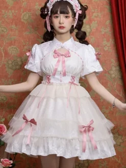 Sweet Lolita Dress Polyester Short Sleeves Dress