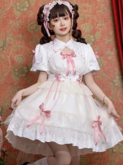 Sweet Lolita Dress Polyester Short Sleeves Dress