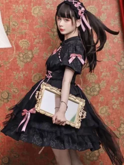Sweet Lolita Dress Polyester Short Sleeves Dress
