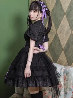 Sweet Lolita Dress Polyester Short Sleeves Dress