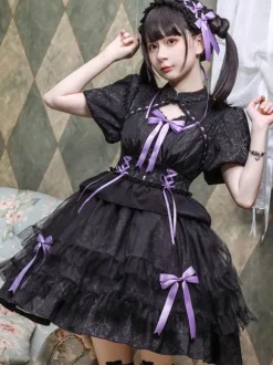 Sweet Lolita Dress Polyester Short Sleeves Dress